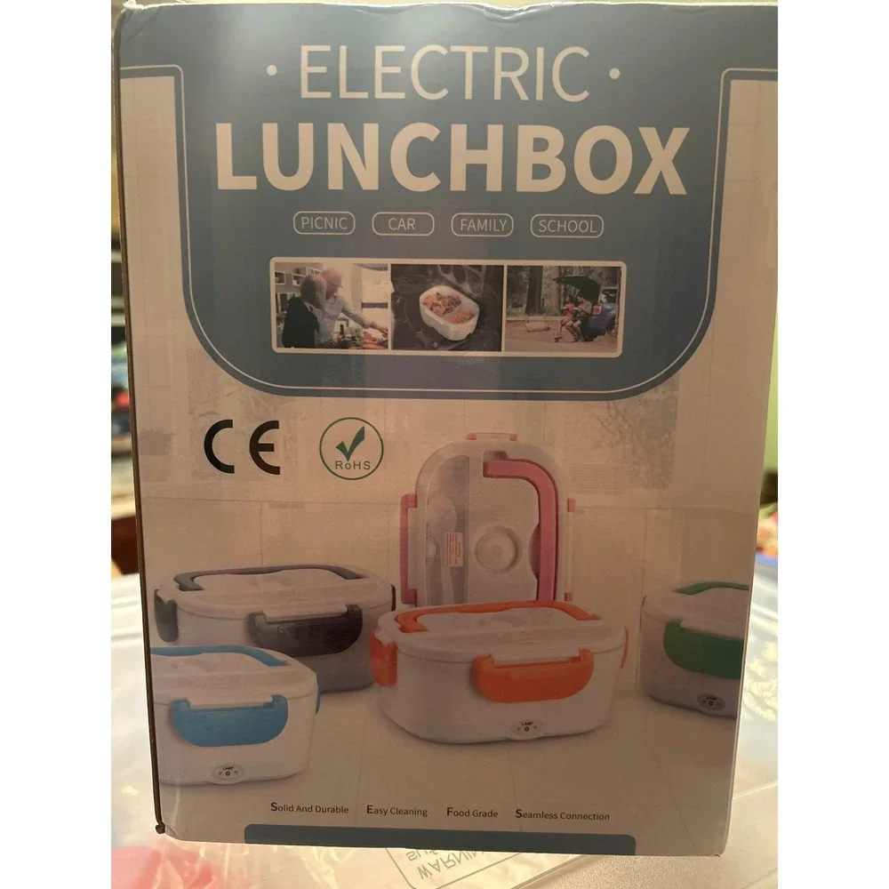 Electric Lunch Box 1.5L Portable Food Warmer for Car & Home Teal Grey NEW